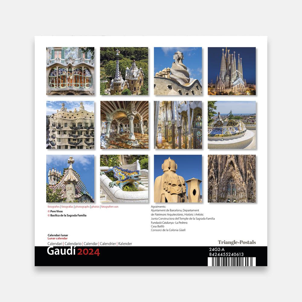 Calendari Gaudí (Park Güell) 24g2 a2 calendario pared 2024 gaudi guell