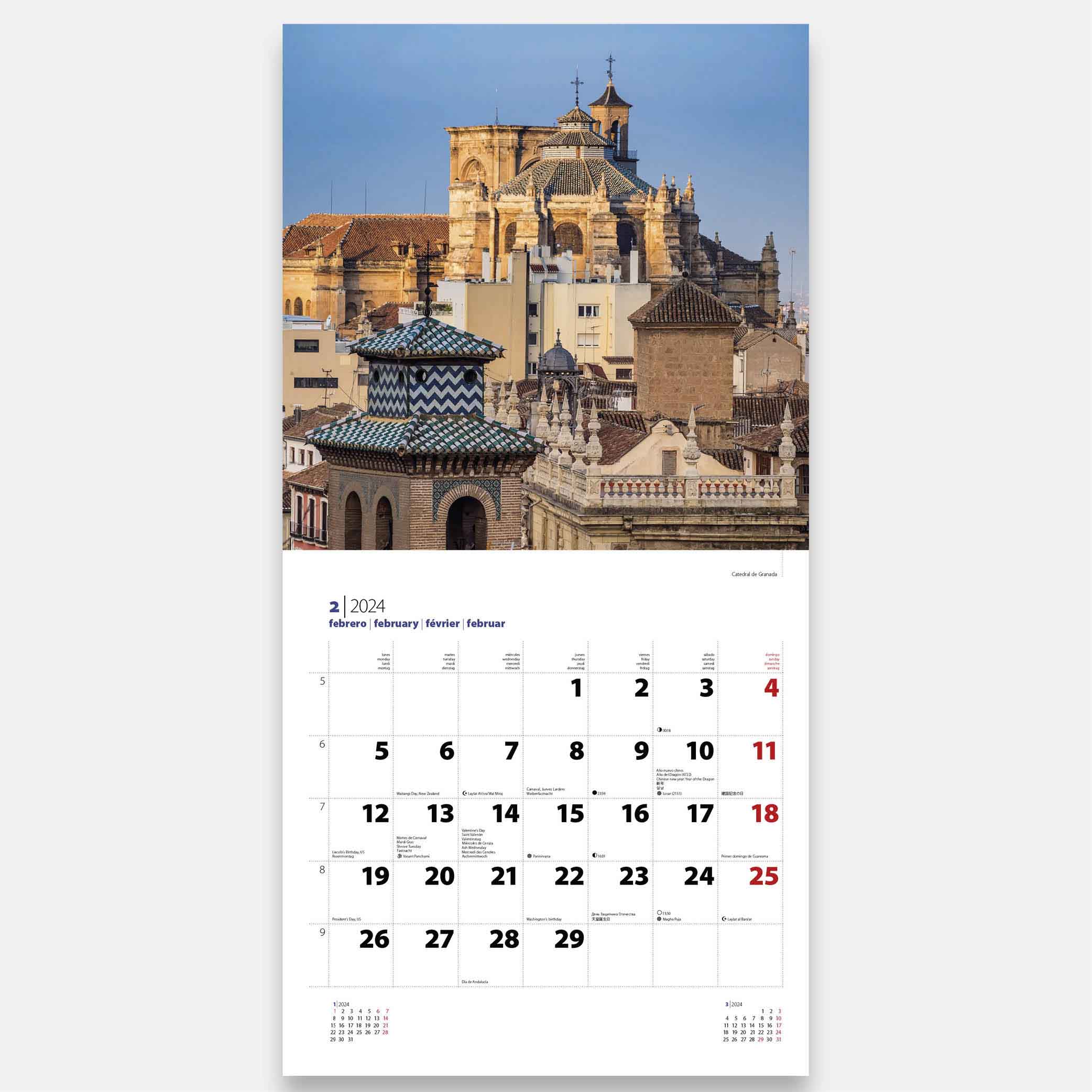 Granada and Alhambra 24grg3 calendario pared 2024 granada