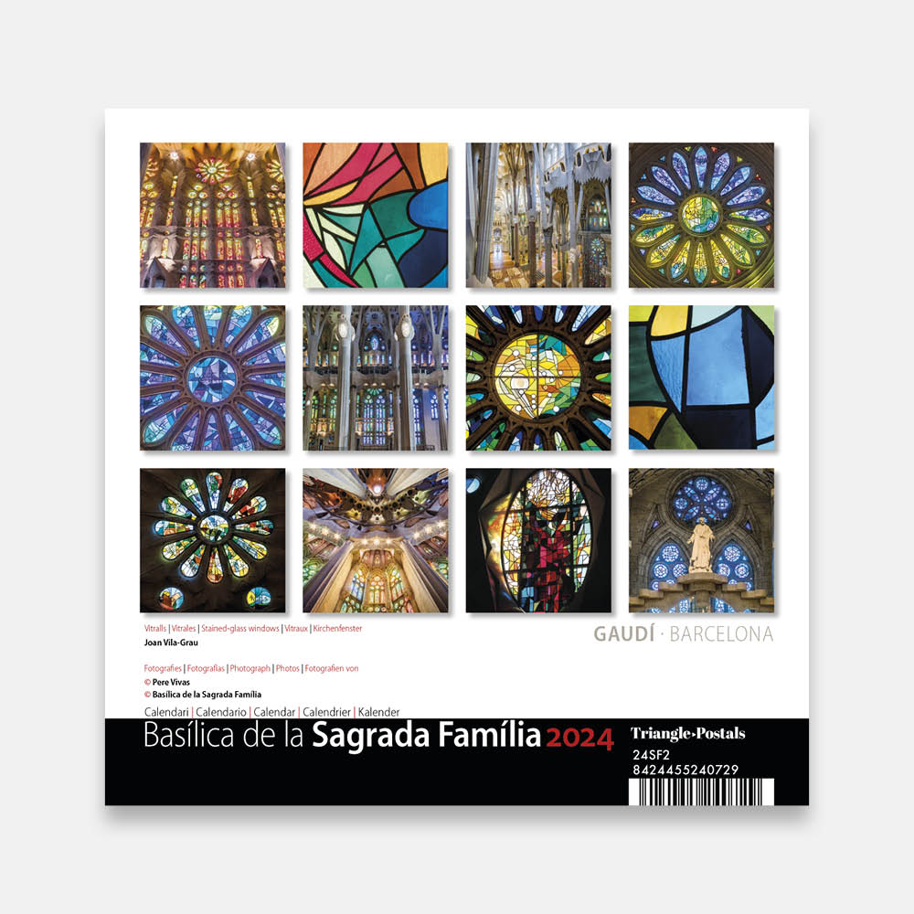 Calendari Basílica de la Sagrada Família (Vitralls) 24sf22 calendario pared 2024 sagrada familia gaudi