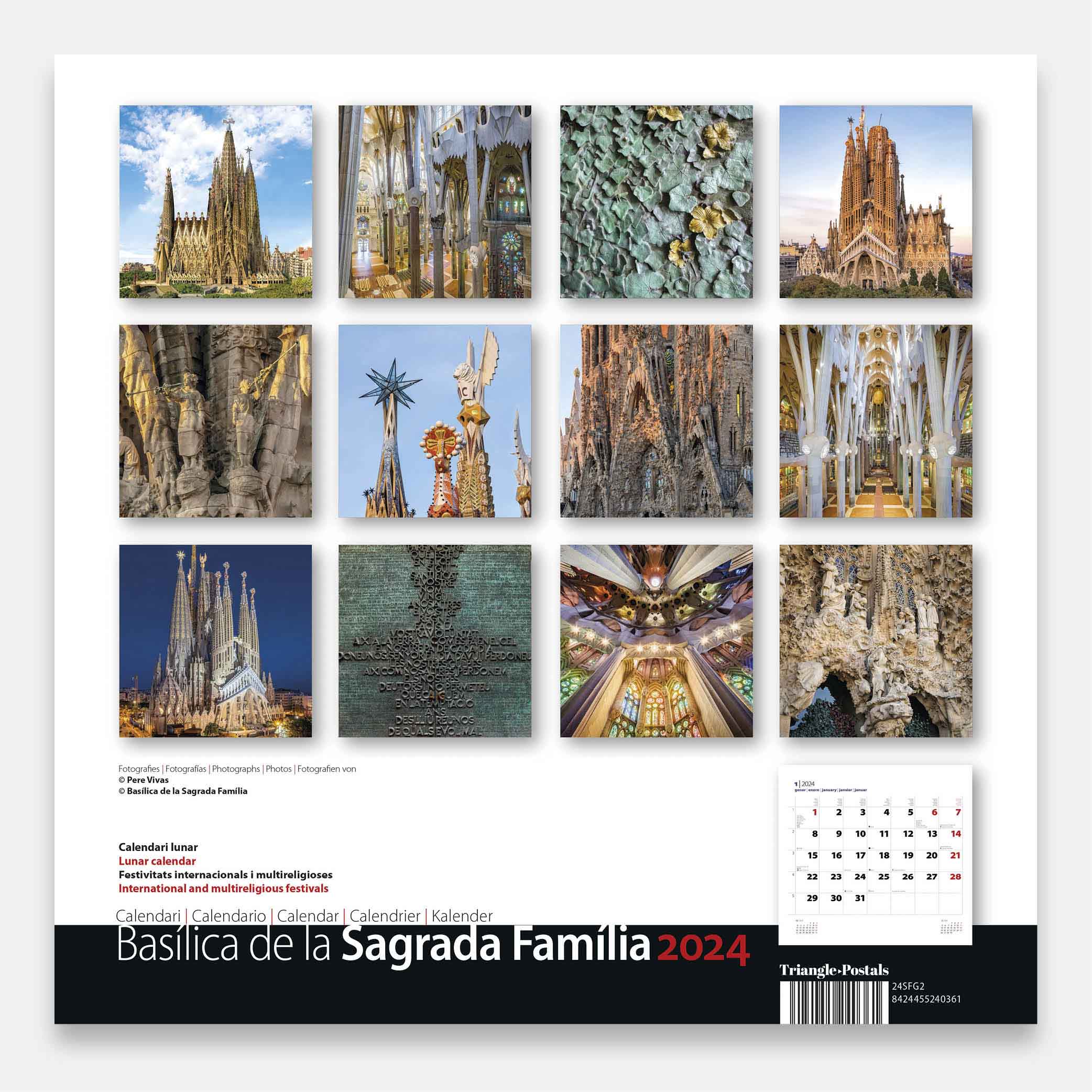 Calendario 2024 Basílica de la Sagrada Família 24sfg22 calendario pared 2024 gaudi sagrada familia