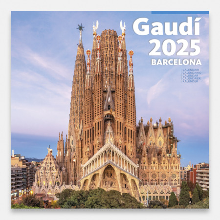 Calendrier 2025 Gaudí-1 B (S. Família). Découvrez l'œuvre fascinante de Gaudí grâce à ces 12 images qui vous rapprocheront de la magie des créations du génial architecte catalan.