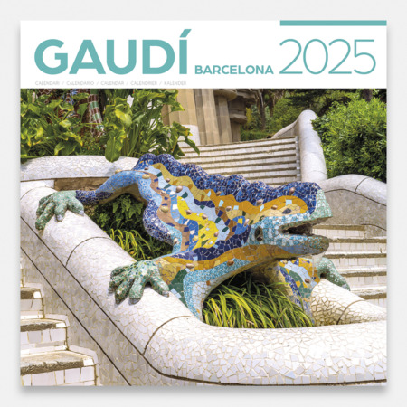 Calendrier 2025 Gaudí-2 A (Park Güell). Laissez-vous impressionner par l'œuvre de Gaudí à travers les 12 images que nous avons sélectionnées pour vous rapprocher de sa brillante architecture.