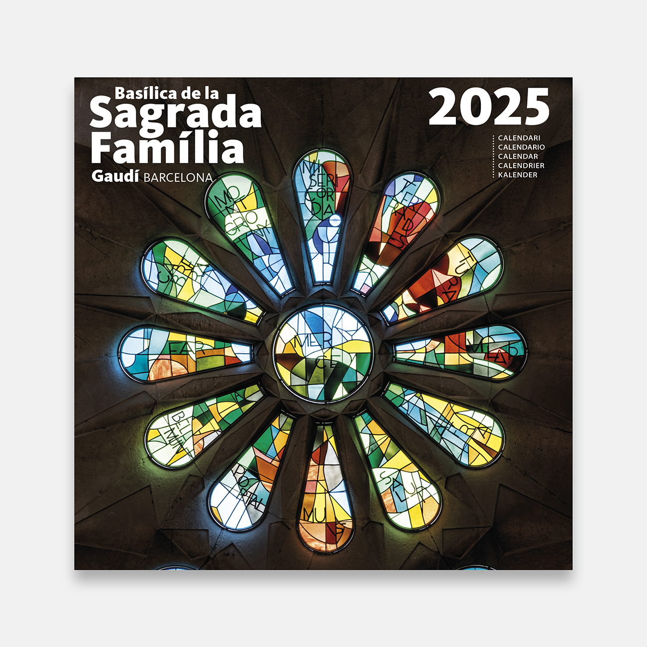 Calendar 2025 Basílica de la Sagrada Família (stained glass windows) 25sf2 calendario pared 2025 sagrada familia