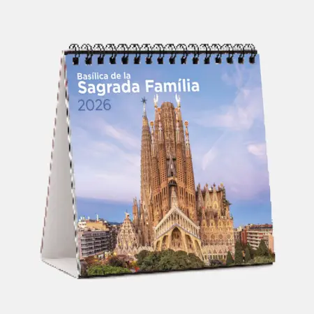 Calendrier 2026 Dessus de table carré Sagrada Família. Accompagnez cette année de la beauté organique