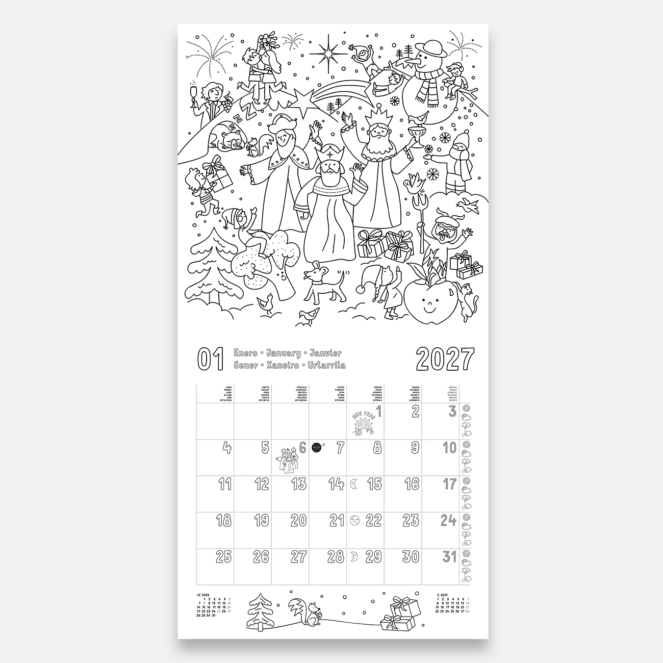 Calendari per acolorir 2027 Calendari per acolorir 2027